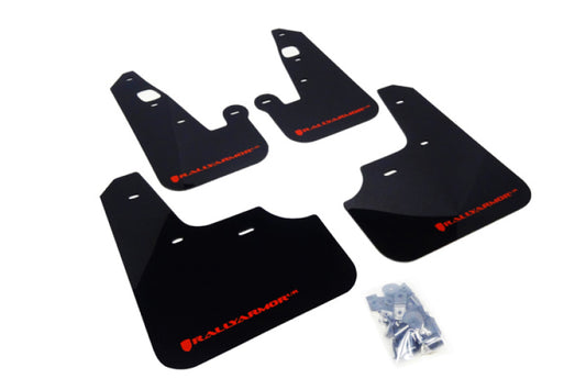 Rally Armor 07-17 Mitsubishi Lancer Black UR Mud Flap w/ Red Logo - Graveyard Performance