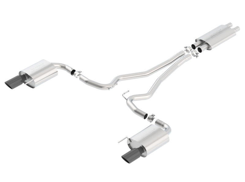 Borla Touring Cat-Back 15 Ford Mustang GT 5.0L V8 MT/AT 2.5in pipe Black 4in tip - Graveyard Performance