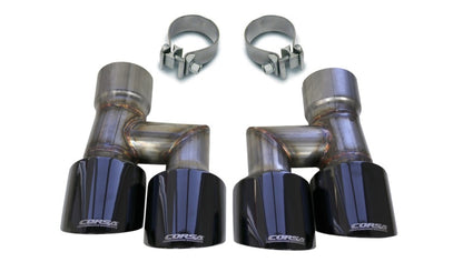 Corsa 2018-2023 Ford Mustang Eco 2.3L Twin 4in Black PVD Pro-Series Tip Kit (Clamps Included) - Graveyard Performance
