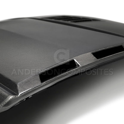 Anderson Composites 2018-2019 Ford Mustang Ram Air Double Sided Carbon Fiber Hood - Graveyard Performance