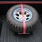 N-Fab Bed Mounted Tire Carrier Universal - Gloss Black - Red Strap