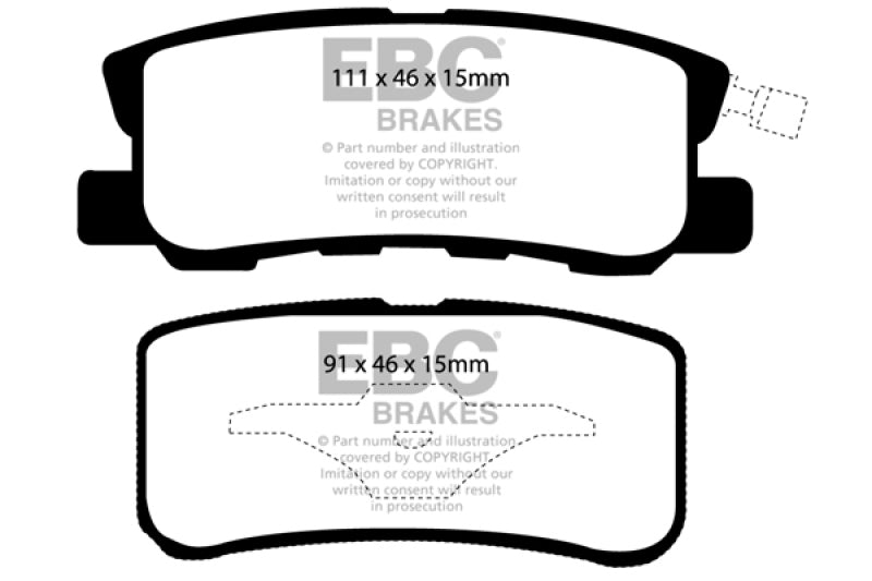 EBC 11-14 Chrysler 200 3.6 Greenstuff Rear Brake Pads - Graveyard Performance