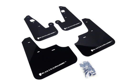 Rally Armor 07-17 Mitsubishi Lancer Black UR Mud Flap w/ White Logo - Graveyard Performance