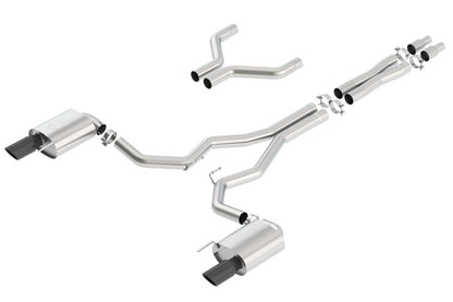 Borla Atak Cat-Back 15-17 Ford Mustang GT 5.0L V8 MT/AT 3in pipe 4in Black Chrome Tips - Graveyard Performance