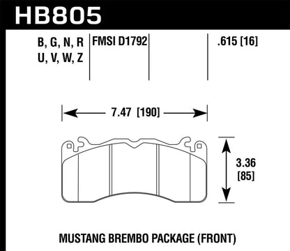 Hawk 15-17 Ford Mustang Brembo Package DTC-30 Front Brake Pads - Graveyard Performance