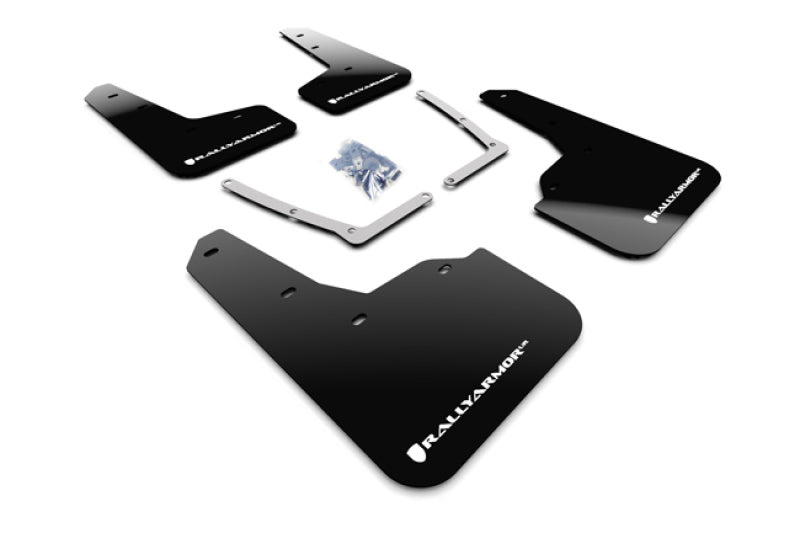 Rally Armor 16-21 Honda Civic Si Black UR Mud Flap w/White Logo - Graveyard Performance