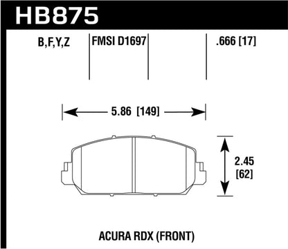 Hawk 14-17 Acura RDX/RLX Performance Ceramic Street Front Brake Pads - Graveyard Performance