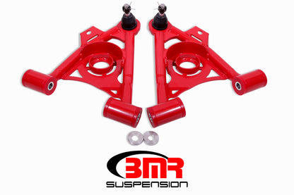 BMR 79-93 Fox Mustang Non-Adj Lower A-Arms Standard Ball Joint Spring Pocket - Red - Graveyard Performance