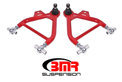 BMR 79-93 Fox Mustang Lower A-Arms (Coilover Only) w/ Adj. Rod End and STD. Ball Joint - Red - Graveyard Performance
