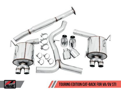 AWE Tuning Subaru STI VA / WRX GV / STI GV Sedan Touring Edition Exhaust - Chrome Silver Tip (102mm) - Graveyard Performance