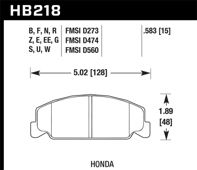Hawk 88-89 Civic Si / 92-00 Civic CX / 88-00 DX / 98-00 GX HPS Street  Front Brake Pads - Graveyard Performance