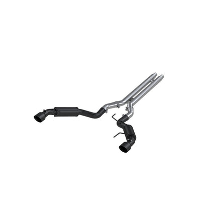 MBRP 15-17 Ford Mustang GT 5.0 3in Cat Back Dual Split Rear Race Version 4.5in Tips - Black Coated - Graveyard Performance