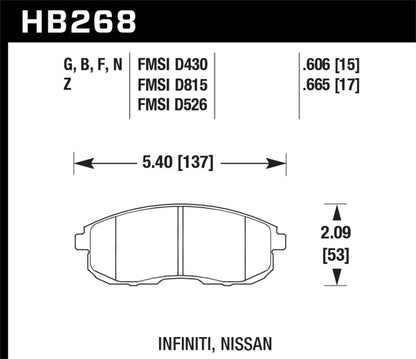 Hawk 03-04 G35/03-05 G35X/ 02-05 350z w/o Brembo DTC-60 Race Front Brake Pads - Graveyard Performance