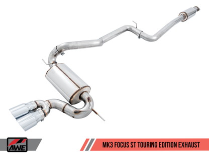 AWE Tuning Ford Focus ST Touring Edition Cat-back Exhaust - Resonated - Diamond Black Tips - Graveyard Performance