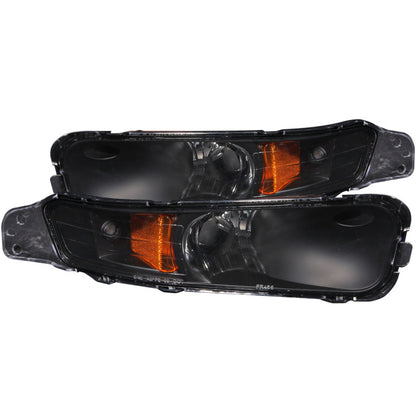 ANZO 2005-2009 Ford Mustang Euro Parking Lights Black w/ Amber Reflector - Graveyard Performance