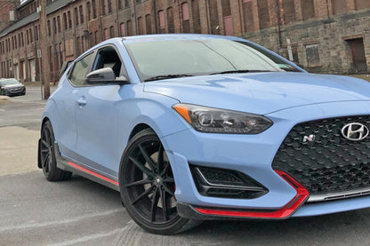 Rally Armor 19-22 Hyundai Veloster N Black UR Mud Flap w/ White Logo - Graveyard Performance