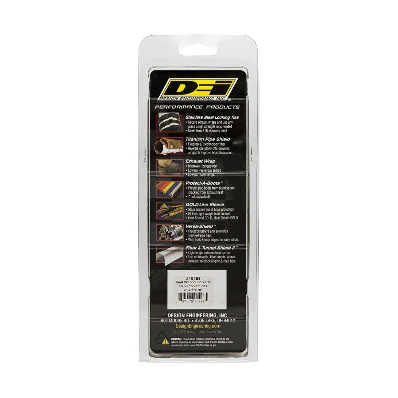 DEI Corvette C7 Oil Cooler Line Sleeves 2in - 2-1/2in x 18in Heat Shroud - Graveyard Performance