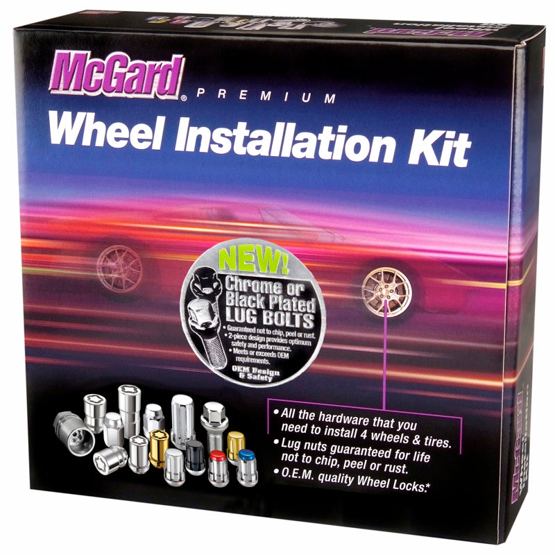 McGard 5 Lug Hex Install Kit w/Locks (Cone Seat Bolt) M14X1.5 / 17mm Hex / 28.0mm Shank L. - Chrome