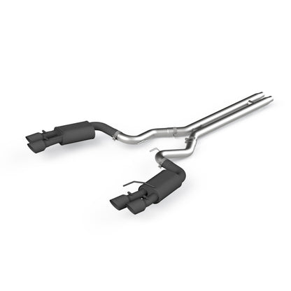 MBRP 18-19 Ford Mustang GT 5.0 3in Dual Split Rear Cat Back w/ Quad 4in Dual Wall Tips- Black Coated - Graveyard Performance
