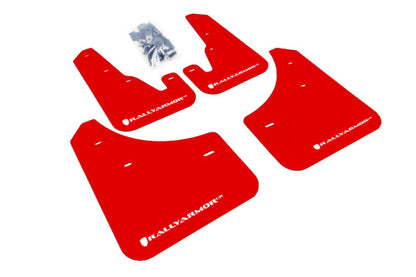 Rally Armor 04-09 Mazda3/Speed3 Red UR Mud Flap w/ White Logo - Graveyard Performance