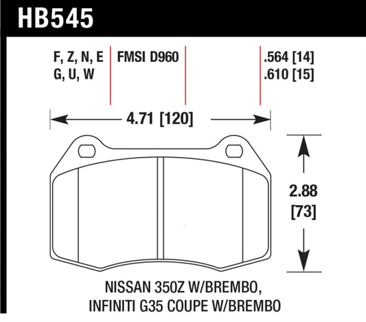 Hawk 2003-2004 Infiniti G35 (w/Brembo Brakes) HPS 5.0 Front Brake Pads - Graveyard Performance
