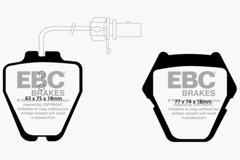 EBC 99-01 Audi A6 Quattro 2.7 Twin Turbo Sedan (8 Pad Set) Yellowstuff Front Brake Pads - Graveyard Performance