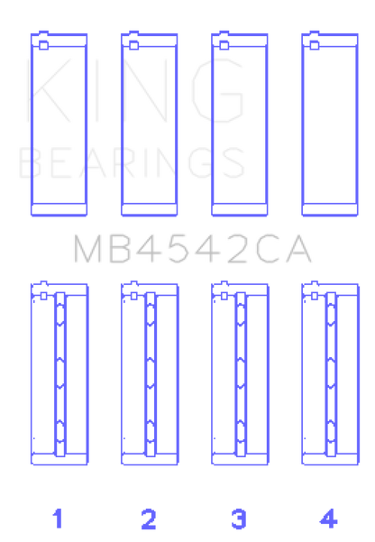 King Nissan VQ20DE, VQ25DD, VQ30DE/DD/DET, VQ35DE (Size Standard) Crankshaft Main Bearing (Set of 4) - Graveyard Performance