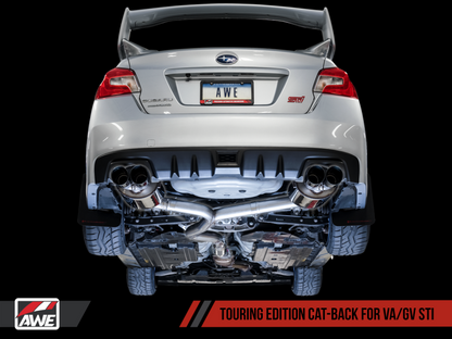 AWE Tuning Subaru STI VA / WRX GV / STI GV Sedan Touring Edition Exhaust - Chrome Silver Tip (102mm) - Graveyard Performance