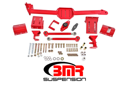 BMR 05-14 S197 Mustang Body Mount Watts Link Rod End/Poly w/ Adj. Axle Clamps - Red - Graveyard Performance
