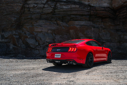 MBRP 18-22 Ford Mustang GT 5L T304 SS 3in Cat-Back Dual Rear w/4in Quad Carbon Fiber Tips (Street) - Graveyard Performance