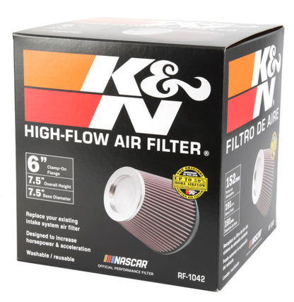 K&N Round Tapered Universal Air Filter 6in Flange ID x 7.5in Base OD x 5in Top OD x 6.5in Height - Graveyard Performance