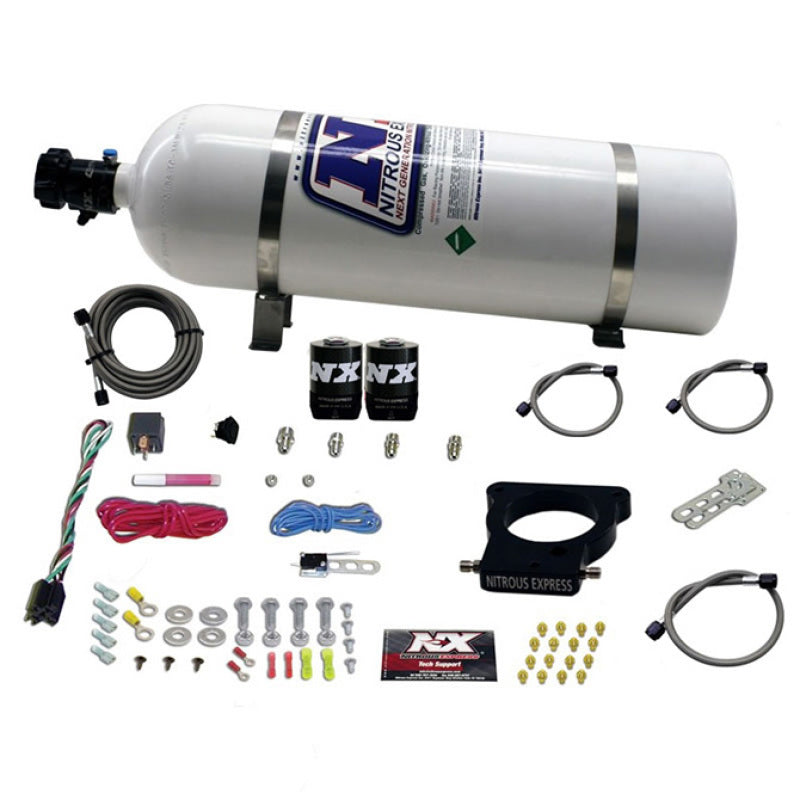 Nitrous Express GM LS 78mm 3-Bolt Nitrous Plate Kit (50-350HP) w/15lb Bottle - Graveyard Performance