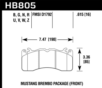 Hawk 15-17 Ford Mustang Brembo Package DTC-70 Front Brake Pads - Graveyard Performance