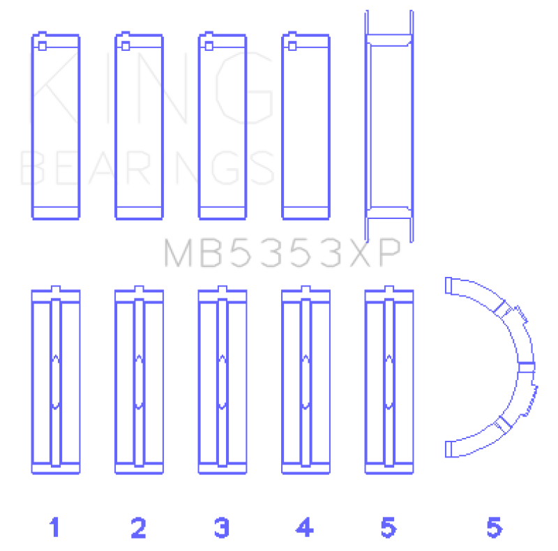 King Engine Bearings Ford 281 4.6L SOHC 16V (Size STDX) Performance Main Bearing Set (Set of 5)