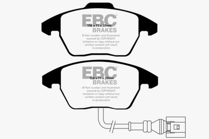 EBC 06-13 Audi A3 2.0 Turbo (Girling rear caliper) Yellowstuff Front Brake Pads - Graveyard Performance