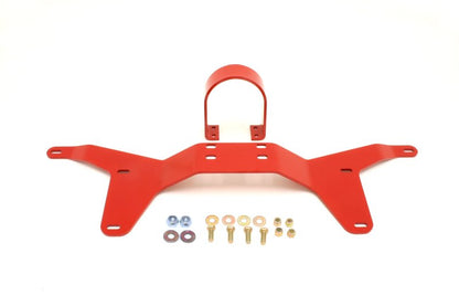 BMR 05-14 S197 Mustang Rear Tunnel Brace w/ Rear Driveshaft Safety Loop - Red - Graveyard Performance