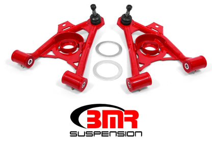 BMR 94-04 Mustang Lower Non-Adj. A-Arms (Poly) w/ Tall Ball Joint / Spring Pocket - Red - Graveyard Performance