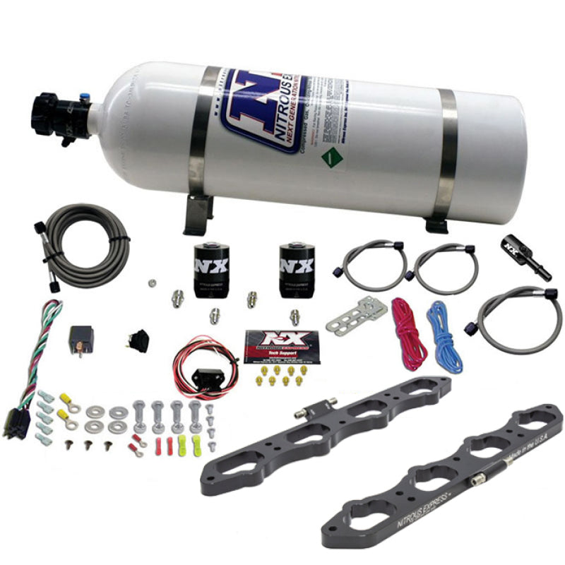 Nitrous Express Ford Coyote 5.0L V8 Nitrous Wet Port Plate Kit w/15lb Bottle - Graveyard Performance