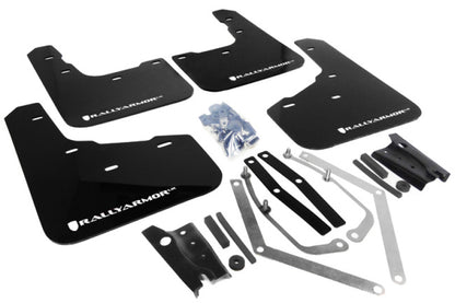 Rally Armor 13-19 Ford Fiesta ST Black UR Mud Flap w/White Logo - Graveyard Performance