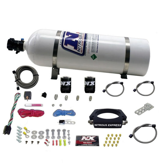 Nitrous Express GM LS 90mm Nitrous Plate Kit (50-400HP) w/15lb Bottle - Graveyard Performance