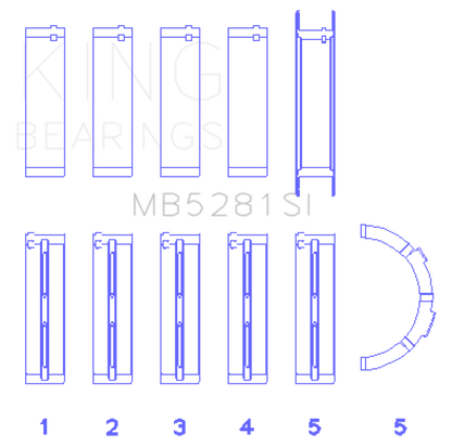 King Engine Bearings Ford 281CI 4.6L V8 (Size STD) Main Bearing Set - Graveyard Performance