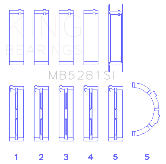 King Engine Bearings Ford 281CI 4.6L V8 (Size +0.25) Main Bearing Set