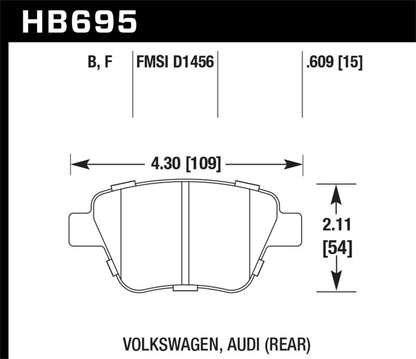 Hawk 12 Audi A3 / 11-12 VW Golf GTI/Jetta S/Jetta SE/Jetta SEL/Jetta TDI HPS Street Rear Brake Pads - Graveyard Performance