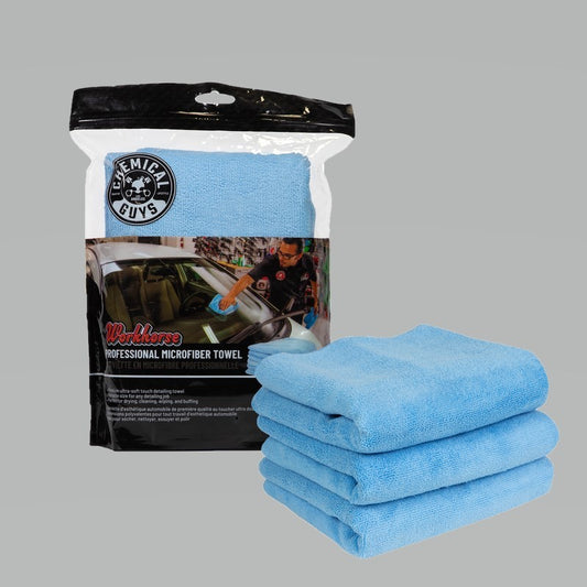 Chemical Guys Workhorse Professional Microfiber Towel - 16in x 16in - Blue - 3 Pack