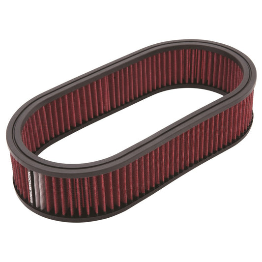 Edelbrock Air Cleaner Element Oval 2 5In Tall Red w/ White Strip