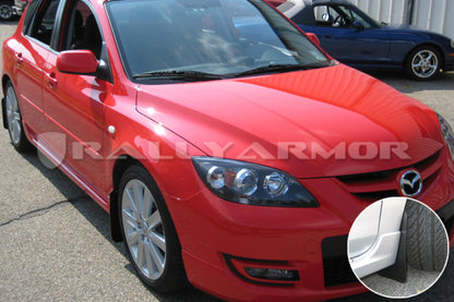 Rally Armor 04-09 Mazda3/Speed3 Basic Black Mud Flap w/ Black Logo - Graveyard Performance