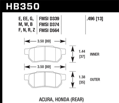 Hawk 90-01 Acura Integra (excl Type R) / 98-00 Civic Coupe Si DTC-60 Race Rear Brake Pads - Graveyard Performance