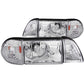 ANZO 1987-1993 Ford Mustang Crystal Headlights Chrome w/ Corner Lights 2pc
