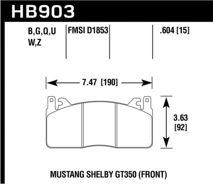 Hawk 15-017 Ford Mustang Shelby GT350/GT350R HP+ Front Brake Pads - Graveyard Performance