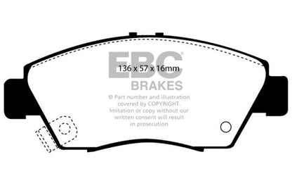 EBC 12 Acura ILX 1.5 Hybrid Yellowstuff Front Brake Pads - Graveyard Performance